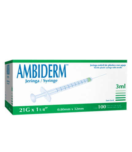 Jeringa estéril de plástico con aguja montada | Ambiderm | EWAFRA